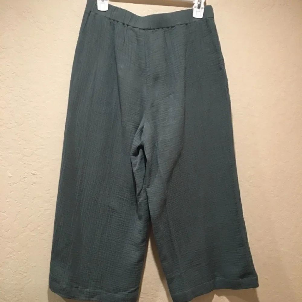 Lisa Rinna Green Pull on pants wide leg cropped XS